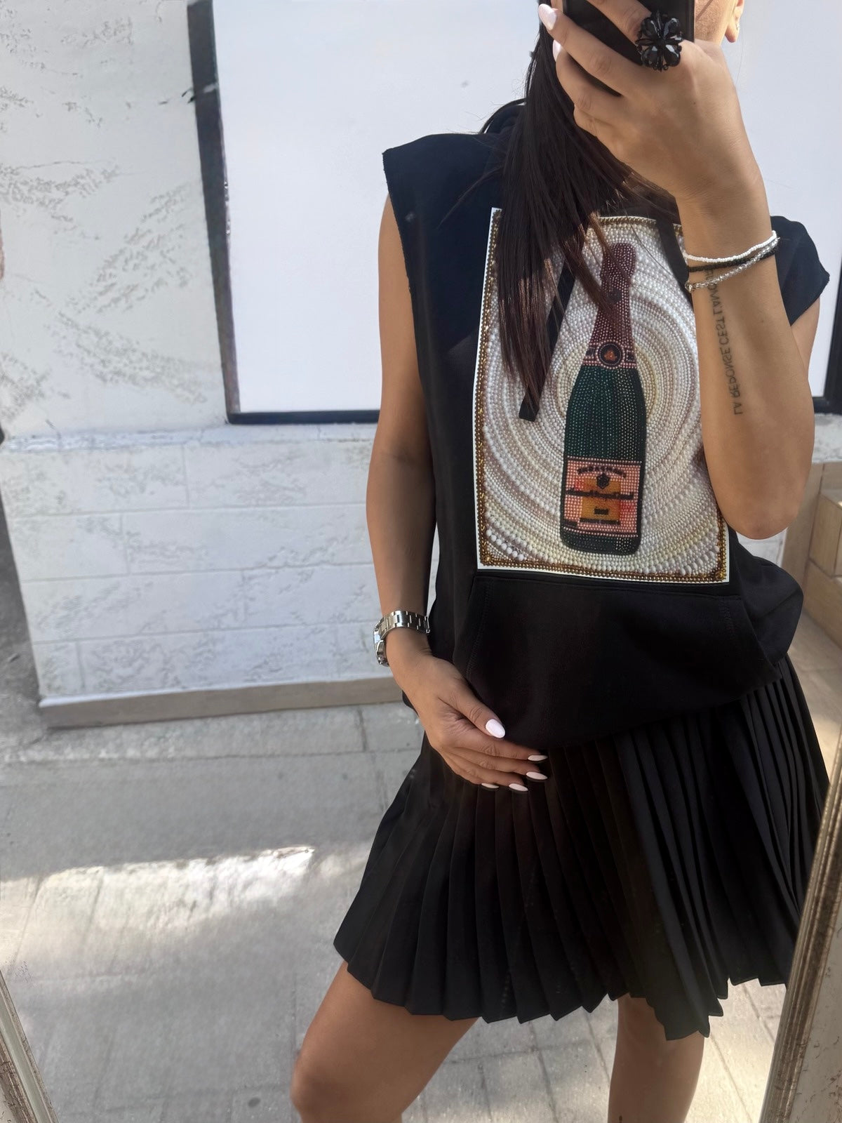 Sleeveless Hoodie CHAMPAGNE