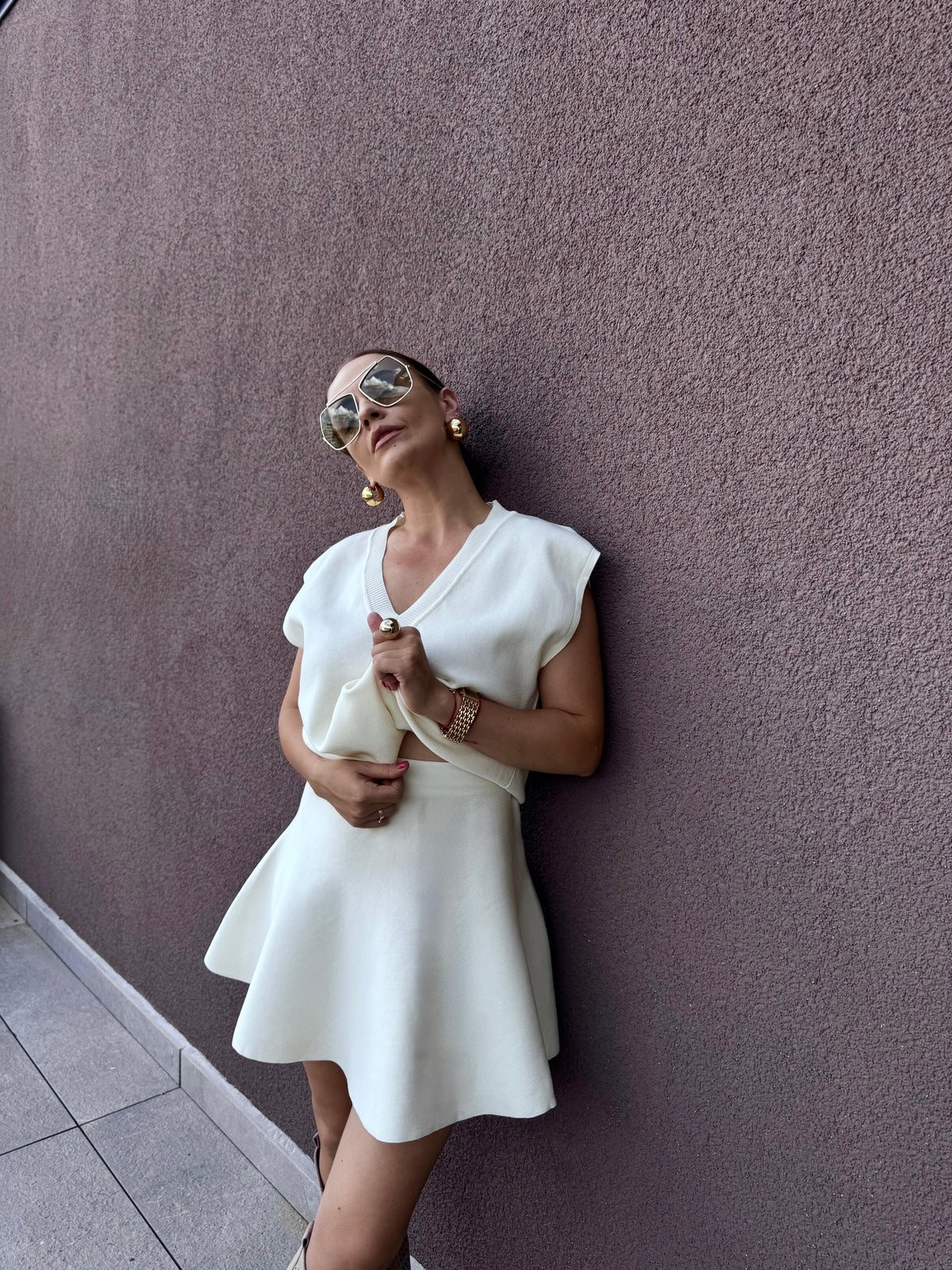 Knitted Set White Knit Duo