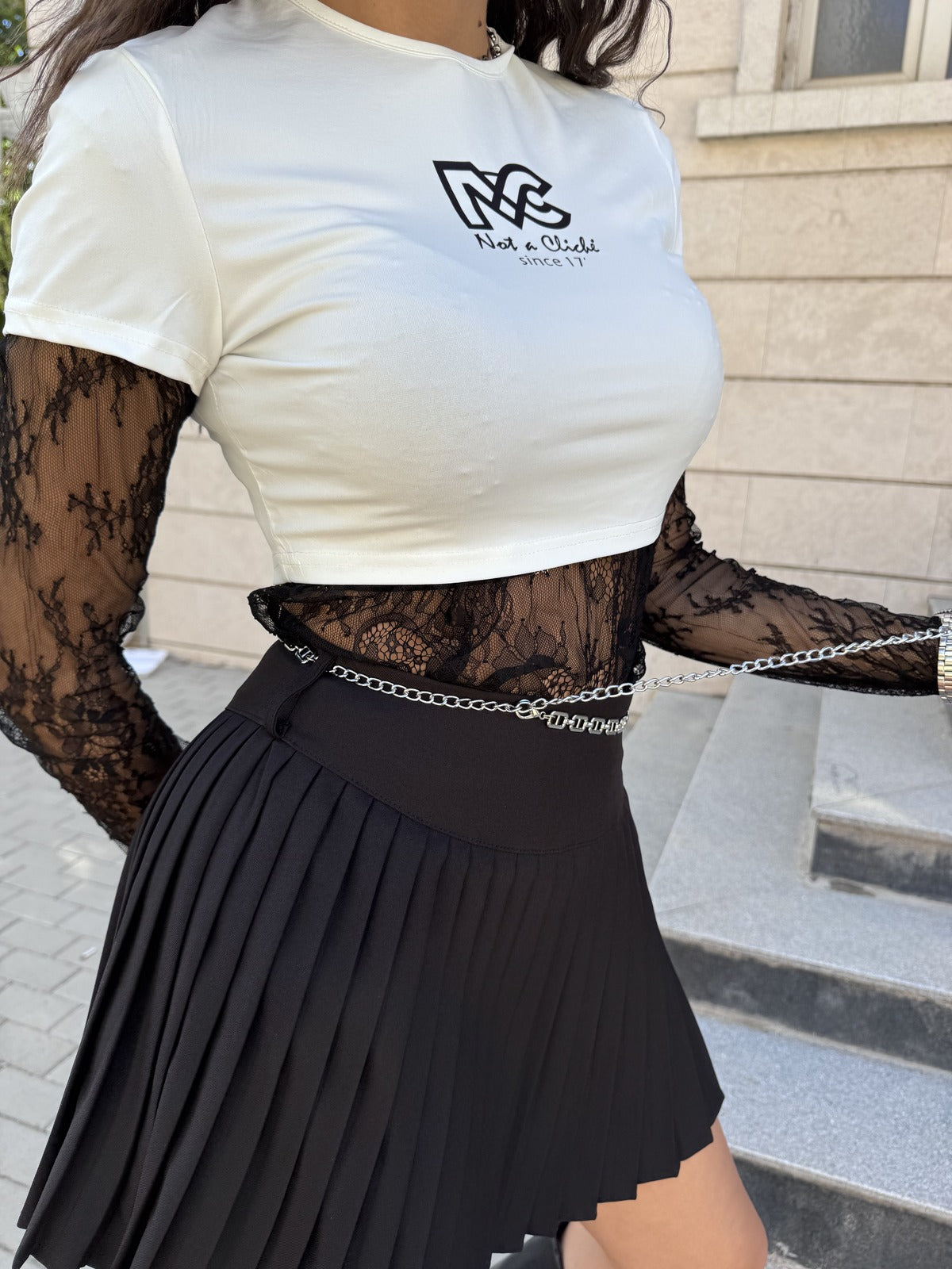 Black pleated skirt Élégance Noire